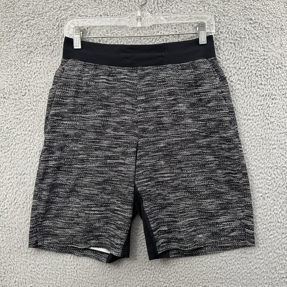 Lululemon T.H.E. Shorts Linerless 9" Black White Athletic Athleisure Men's Small - Picture 1 of 10